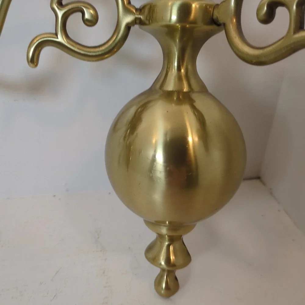Pair  Of Colonial‎ Brass Two arms Scones Candle Holder Vintage